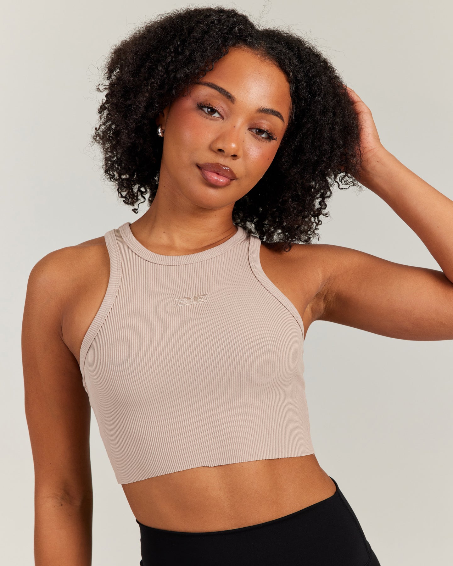 Cropped Ribbed Singlet - Beige