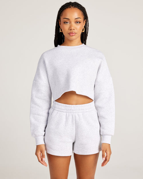 Omni Cropped Crewneck - Grey Marle/Grey Marle