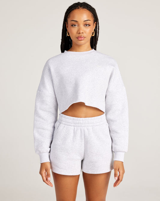 Omni Cropped Crewneck - Grey Marle/Grey Marle