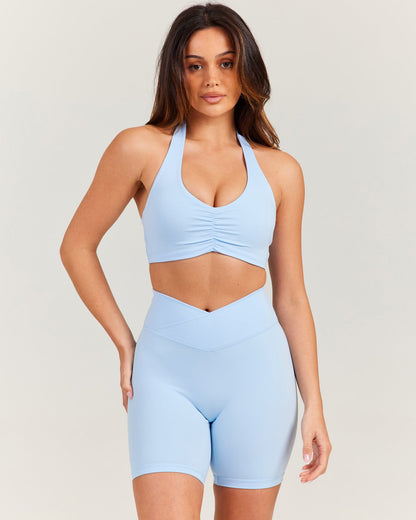 Halter Scrunch Bra - Blue