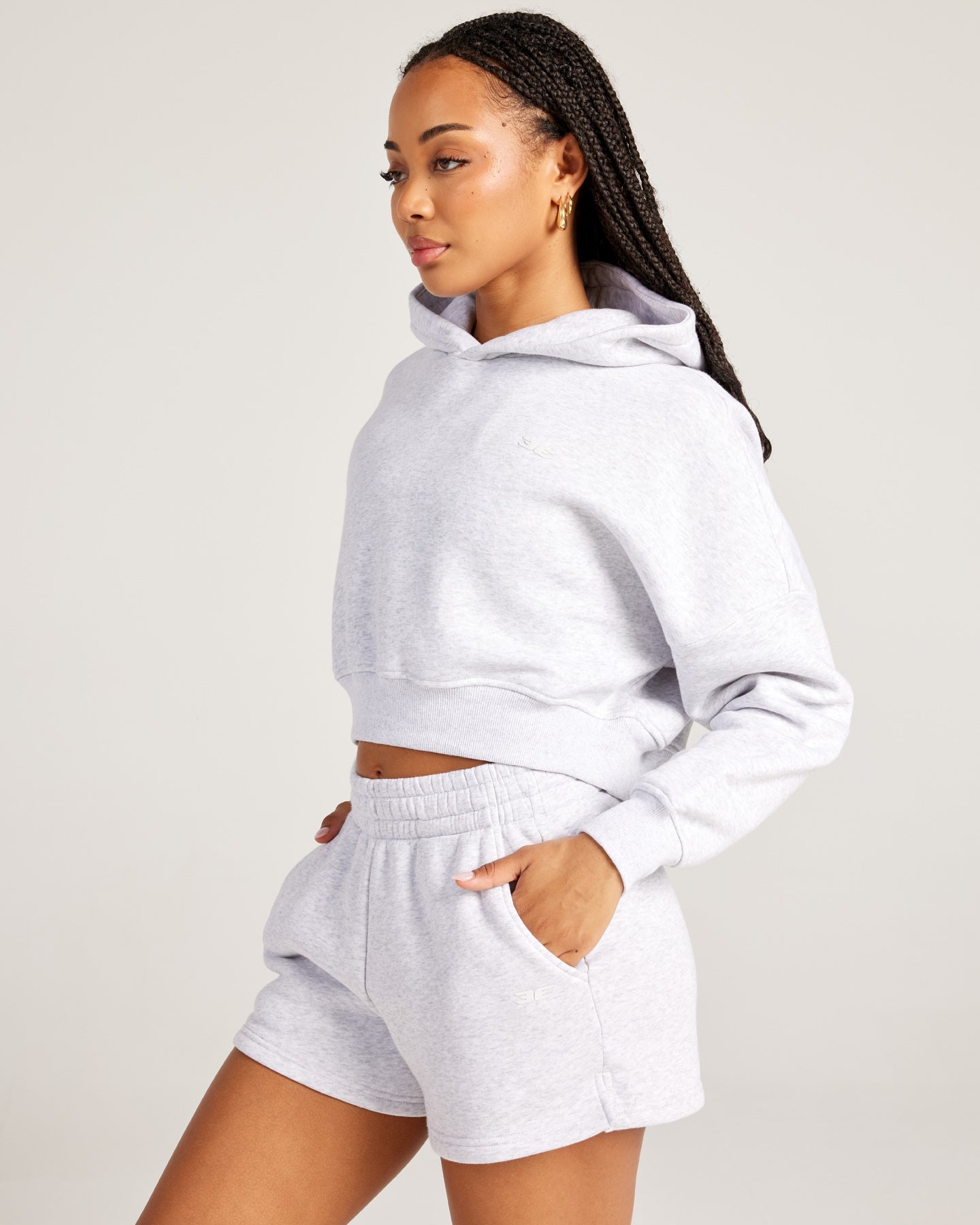 Omni Cropped Hoodie - Grey Marle/Grey Marle