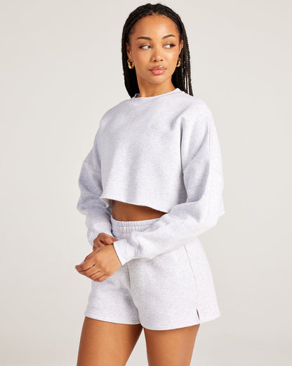 Omni Cropped Crewneck - Grey Marle/Grey Marle