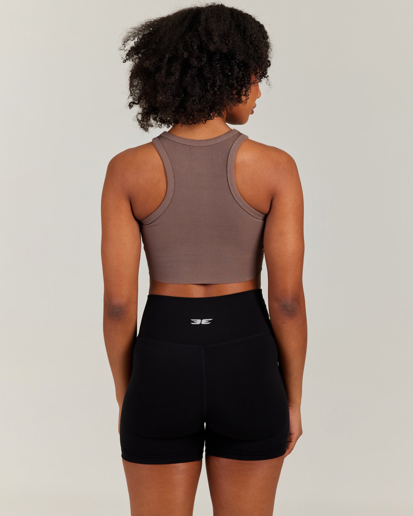 Cropped Ribbed Singlet - Brown